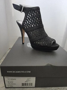 NEW Vince Camuto Black leather VALENCIA Heel Shoe 7.5M - Picture 1 of 5