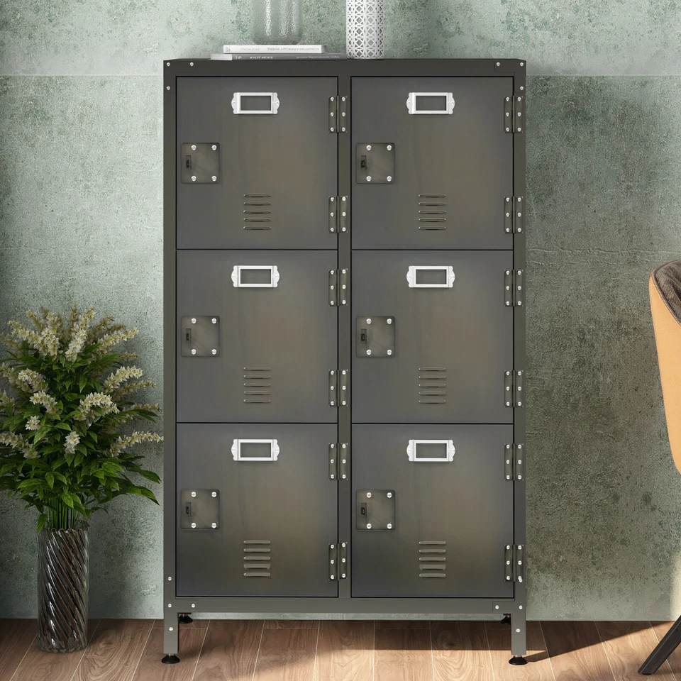 Metal Locker Storage Cabinet,Bedroom Clothes Storage Cabinet with 6 Shelves&Door - Image 1 of 4