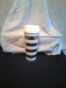 Kate Spade Thermos Gold And White Travel Mug - Picture 1 of 5