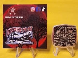 1776 Locker Mint ~ 2oz .999FS ~ Skull with Flag - Picture 1 of 8