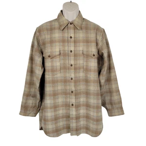 Vintage Pendleton Wool Flannel Shirt Mens Size 16.5 USA Made Pure Virgin Plaid - Picture 1 of 12