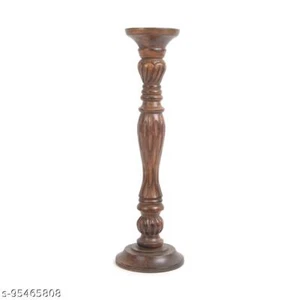 WOODEN BROWN CANDLE HOLDER 19.5" - Picture 1 of 1