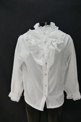 Gr.48 Trachtenbluse weiß Bluse für Dirndl AS Baumwolle mit Spitze TB10146 - Bild 1 von 4
