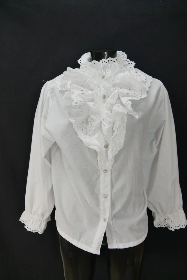 Gr.48 Trachtenbluse weiß Bluse für Dirndl AS Baumwolle mit Spitze TB10146 - Bild 1 von 4