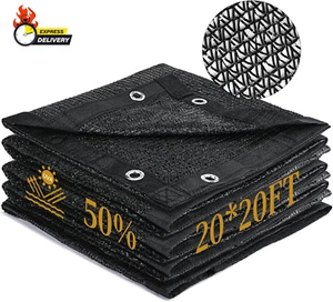 Garden 50% Shade Cloth, 20 X 20 FT Sun Shade Mesh Tarp with Reinforced Grommets, - Picture 1 of 12