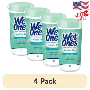 4 pack Sensitive Skin Hand Wipes Fragrance Free 40 Ct Canister Hypoallergenic - Picture 1 of 11