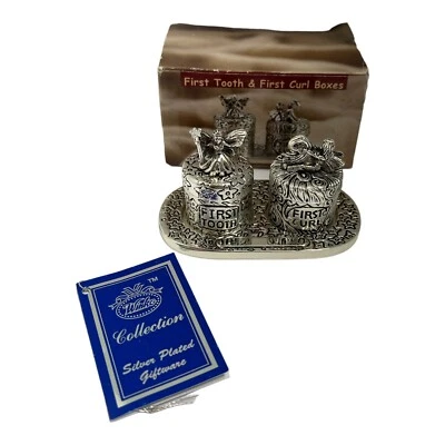Silver Plated Babys First Tooth & First Curl Fairy Box Set with Tray New In Box - Image 1 of 4
