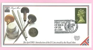 Royal Mint FDC 1983 - PRIMERA EMISIÓN de £1 CUBIERTA DE MONEDA - Shs LANTRISANT, Pontyclun - Imagen 1 de 2