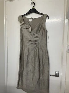 Kaliko Mid Beige Linen Mix Shift Dress Occasion Wedding Evening. Size 10 - Picture 1 of 5