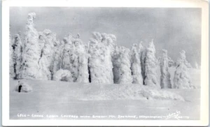 Postal COOKS CABIN Escena de Invierno MOUNT SPOKANE Washington WA RPPC - Imagen 1 de 2