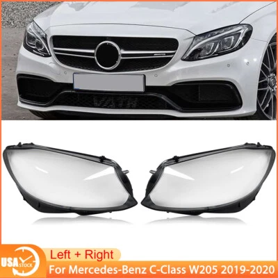 Fit Mercedes-Benz C-Class W205 2019-2020 L+R Headlight Lens Cover Clear Shell Foto 1 de 4
