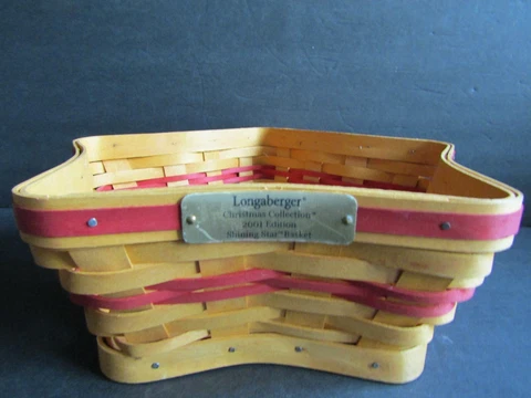 Longaberger CHRISTMAS COLLECTION 2001 Edition SHINING STAR Red Basket 10.5" Cover