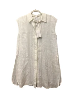 Armani Sleeveless Button-up Linen Tunic Blouse Size 6 White Women's NWT $545 - Picture 1 of 6