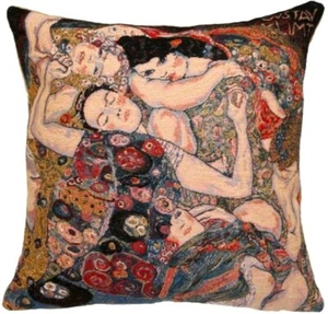 BELGIAN TAPESTRY KLIMT VIRGIN CUSHION PILLOW COVER, 45CM 18" + ZIP, VELVET BACK - Picture 1 of 7