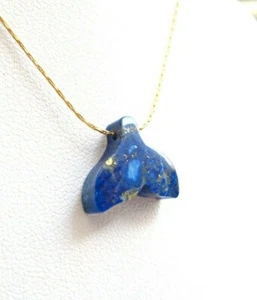 lapislázuli azul piedra preciosa cola de ballena colgante collar náutica oro relleno nuevo - Imagen 1 de 4