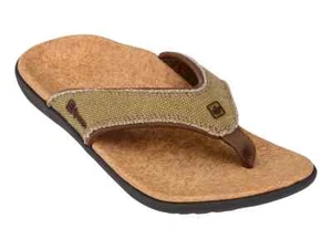 Spenco Damen Yumi Canvas Strohhalm/Java/Kork Tanga Flip Flop Medium - Bild 1 von 4