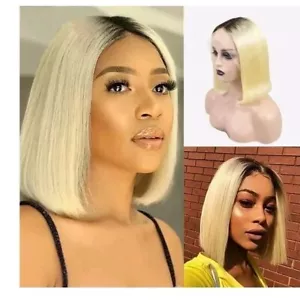 Bob Perücke gerade Lace Front vorgezupft kurz 10-14" brasilianisches reines Echthaar - Bild 1 von 6