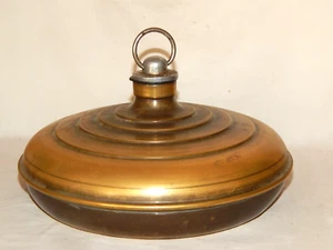 Alte runde Wärmflasche Messing gestuft Bettflasche Vintage - Bild 1 von 5