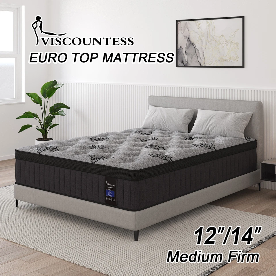 Colchón de espuma viscoelástica de gel de resorte híbrido en caja tamaño king completo doble de 12"14" Foto 1 de 4