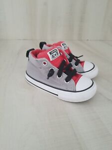 Converse Infant Kids Boys Red Gray White High Top Shoes Sneakers Size 6 Used