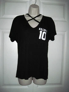 Nuevo top negro grande manga corta KILLIN' IT 10 para mujer de West Coast Love - Imagen 1 de 8