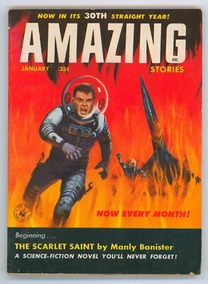 1956 Amazing Stories 351 January Very Good Pulp Magazine Edward Valigursky Cover - Image 1 of 2