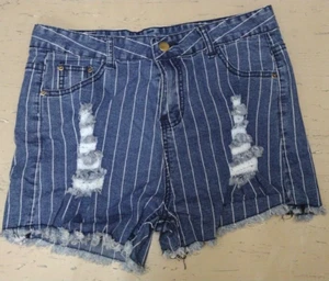 Jeans Hot Pants, Hotpants, Shorts Damen, gestreift in Blau - Größe XL - Bild 1 von 1