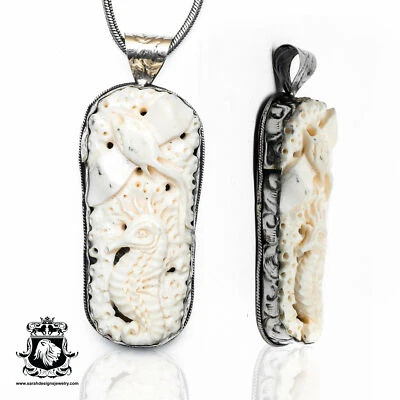 Cadena colgante de plata Stingray Seahorse tibetano reposado 4 mm N469 Foto 1 de 4