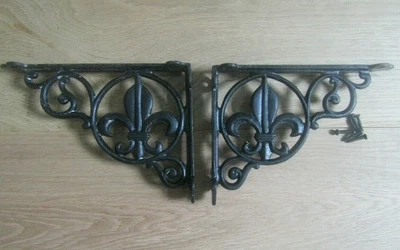 Rustic iron shelf brackets shelving vintage old style fancy decorative shelving - image 1 of 2