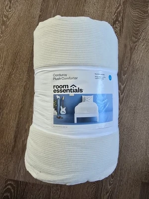 Twin/Twin Extra Long Corduroy Plaid Comforter Ivory - Room Essentials - Image 1 of 4