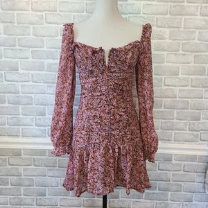 ASTR the Label Carmella Printed Ruched Ruffled Dress S Romantic Feminine Floral - Bild 1 von 8
