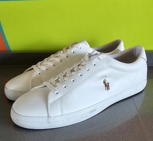 Polo Ralph Lauren White Leather Longwood Trainers Uk15 Eu49 - Picture 1 of 14
