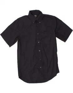DOCKERS Mens Short Sleeve Shirt Size 14 1/2 Small Black Cotton AY05 - Picture 1 of 3