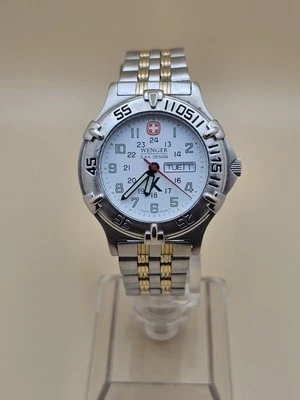 Vintage 90s Wenger SAK Design Womens Daydate Silver And Gold Tone Stainless Runs - Imagem 1 de 4