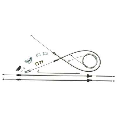 Kit de cables de freno de estacionamiento completo con intermedio 1972-74 Dart Valiant OE acero Foto 1 de 4