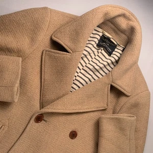 Scotch & Soda Mens Wool Peacoat Outdoor Jacket Beige Size Small Slim Fit Cotton - Picture 1 of 24