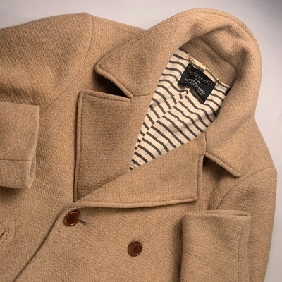 Scotch & Soda Mens Wool Peacoat Outdoor Jacket Beige Size Small Slim Fit Cotton - Image 1 of 4