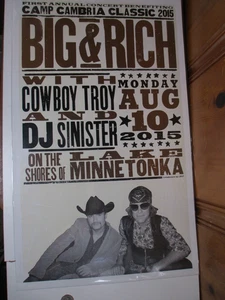 Big & Rich 23x14" Hatch Show Print Camp Cambria 2015 Lake Minnetonka Cowboy Troy - Picture 1 of 5