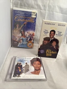 Whitney Houston VHS Cd Set Cinderella Sealed Preacher‘s Wife CD & VHS Tape G+ - Imagen 1 de 10