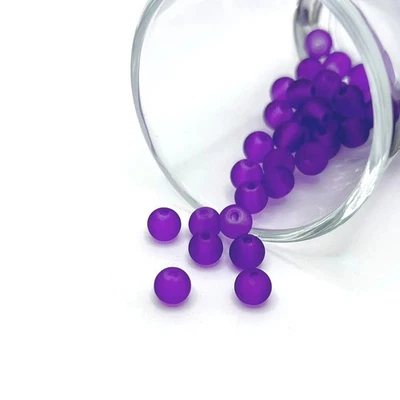 6mm Purple Frosted Glass Beads - US Seller - Image 1 of 3