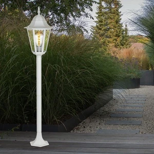 Laterne Außenstehlampe Gartenleuchte LED Wegelampe weiß Alu Standleuchte H 120cm - Bild 1 von 6