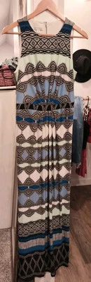 Maxi Vestido Para Mujer DONNA MORGAN Sin Mangas Azul Colorido Talla 6 Foto 1 de 4