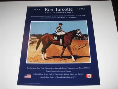 8 X 10 -- Fotografía Autografiada de Ron Turcotte 25 Aniversario Secretaría Foto 1 de 2