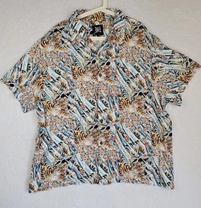 Camicia hawaiana uomo Ed Hardy con bottoni arte tatuaggio tigre giapponese taglia XXL - Foto 1 di 16