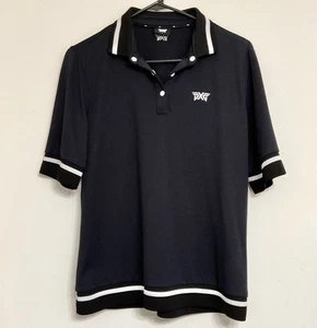 PXG Women's Contrast Sleeve Golf Polo Shirt Black Size L - Picture 1 of 4