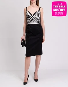 RRP€280 SEVERI DARLING Pencil Dress IT46 US10 UK14 XL Contrast Made in Italy - Imagen 1 de 6