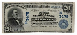 Series 1902 $20 Plain Back The First National Bank of Hammond Indiana Ch. 3478 - Picture 1 of 2