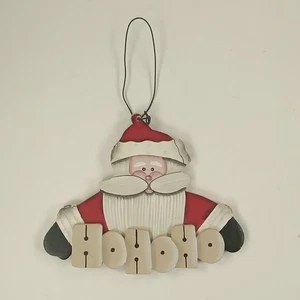 "Ho, Ho, Ho" Weihnachtsmann bemalt Holz Handarbeit Urlaub Weihnachten 3,75" Ornament - Bild 1 von 3