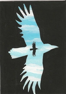 ACEO STAMPA DI DIPINTO CORVO CORVO RYTA GOTICO SURREALE ARTE SPIRITO Halloween Ghost - Foto 1 di 1