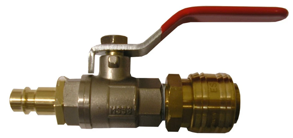 TERRASHOP Absperrhahn Kugelhahn Dosierhahn, 3/8", mit Stecker + Kuppl, Druckluft 7.2, D960